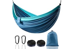 SANCEN Hamaca Colgante XXL para 2 Personas 300 x 200 cm – Hamaca Jardin Exterior, Ultraligera y Portátil – con Capacidad de 300 kg – Ideal para Camping, Viajes, Balcón e Interior (Azul)