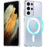 Ehr. Samsung Galaxy S21 Ultra Uyumlu Kamera Korumalı Magsafe Wireless Şarj &Ouml;zellikli Şeffaf Kılıf (Şeffaf, Samsung Galaxy S21
