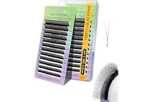 NAGARAKU Y Pestañas Suministros Y Lash Abanicos Pre Armados Prefabricados 2D Volumen Ruso Cruz Y Pestañas Tejidas a Mano Malla en Forma Y Eyelash Extension Cluster Negro Mate 12 Filas(0.07 C 8-12mm)