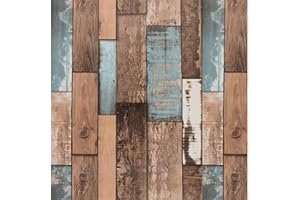 JOLIHOME Papier Peint Bois Vintage 44.5x500 cm Papier Adhesif pour Meuble Bois Papier Peint Autocollant Latte de Bois pour Placard Tiroir Tables Cuisine Chambre Mur Décoratif