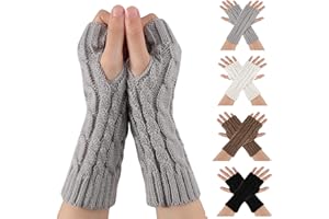 TAGVO 4 Pares de Guantes de Medio Dedo Guantes sin Dedos, Invierno Guantes de Punto de Mitad,Calentadores sin Dedos, Pares Calentadores de Brazo Mitones Cálido