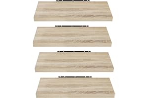 EUGAD 4 pièces Étagère Murale étagères suspendues en Bois,60x22,9x3,8cm Sonoma Chêne 0051QJ-4
