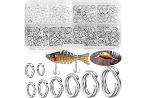 Realure 300 Pezzi Anelli Spaccati da Pesca in Acciaio Inossidabile Anello da Pesca, 8mm 7mm 6mm 5mm 4.5mm 4mm 3.5mm 3mm Anelli Spaccati da Pesca per ami da Pesca a Jigging Esche da Pesca Tackle