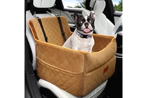 HEGGCOOE Fotelik samochodowy dla małego psa, pianka z pamięcią kształtu, z grubą poduszką, dla średnich psów poniżej 16 kg, zdejmowane, nadające się do prania, fotelik samochodowy dla zwierząt