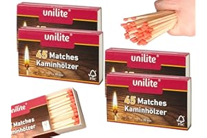 jameitop® XL Streichhölzer 4 Schachteln Feuer/Holz Zündholzschachtel Zündhölzer 180 Stück Sicherheitszündhölzer, 95mm