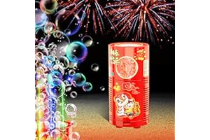 IVTIVFU Machine Automatique à Bulles de Feux d'artifice (13 Trous avec Solution à Bulles de 80 ML), avec lumières et Son fermable pour Enfants, Noël, fête.
