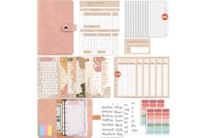 FUHOMI Budget Planner Deutsch A6 Binder - Bugetplaner Deutsch Startset mit 8 Sparchallenges, Finanzplaner Haushaltsbuch, Geld Organizer Sparbuch, Sparen mit Umschlagmethode