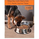 DUFFA Paslanmaz &Ccedil;elik B&uuml;y&uuml;k Irk K&ouml;pek Mama Ve Su Kabı, K&ouml;pek &Ccedil;elik Mama Kabı, Kaymaz Lastikli Taban, Kolay Temizlenebilir - M