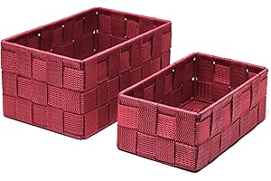 Lashuma Badezimmer Körbchen 2er Geschenkset, Rote Aufbewahrungskörbe, Korb Größen: 19x10x7 cm und 20x13x10 cm