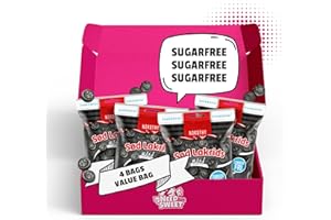 NEEDFORSWEET Nordthy Réglisse douce sans sucre 4 x 75g (300g) – Bonbons danois originaux sans sucre – Réglisse à faible teneur en calories – Snack sain & bonbons pour diabétiques