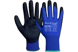 Ruvigrab - Guante de Trabajo de nitrilo Sandy | Guantes para fontaneria | Guantes para Jardinería | Guantes de Cuero | Guantes de Piel para Obra | Guantes de proteccion laboral | Guantes mecanicos