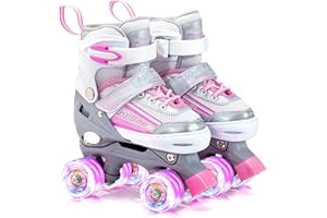 Kuxuan Skates Verstellbar Rollschuhe für Kinder mit Spaß Leuchtenden Allrädern für Mädchen und Damen