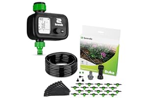 Brendz Valera & Buka - Sistema de Riego Fácil de Configurar, Hasta 4 Programas, Pantalla LCD, Ordenador de Riego Automático para Plantas