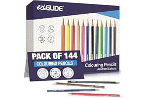 Eziglide Colouring Pencils, Pack of 144 Bulk Pencils Set of 12 Assorted High Pigment Colours, Ideal Colouring Pencil for Adults & Children for use in a Colouring Book, Sketching, Coloring & Drawing