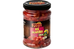 Fuego - Rote Jalapeños, geschnitten , Verleiht einer Vielzahl an Gerichten eine mexikanische Schärfe , Ideal auch für Marinaden und Dressings , 1 x 210 g