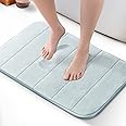 KEPLIN Memory Foam Bath Mat - Ultra-Soft, Highly Absorbent, Non-Slip, Machine Washable - Luxurious Comfort for Home & Bathroom Floors (Light Grey, 40 x 60cm)