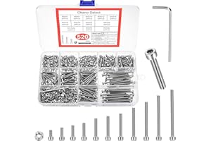 OKENO SELECT 520 Stk M3 Schrauben Set, Sechskantschrauben mit Muttern Set,Zylinderschrauben mit Innensechskant Schrauben Muttern Sets,Edelstahl Gewindeschrauben Maschinenschrauben mit Unterlegscheiben Sortiment