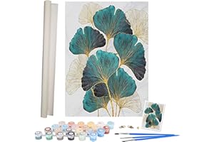 shixpiov Malen Nach Zahlen Kinder Erwachsene - Ginkgo Biloba -DIY Ölgemälde Faltenfreie Leinwand 3 Bürste und Hochwertige Acrylfarbe Geschenk 40 X 50 cm (Ohne Rahmen)