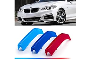 AUTOXPRESS MOTORS GROUP Kidney Grille Insert Tri-Color Covers 3pcs - Fits B-M-W 2 Series F22 F23 2013-2021 (8 Slats), ABS Snap-on Front Grill Clips, Grille Insert Trim Strips, Car Front Grill Mesh Trim