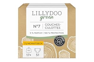 Couches-culottes LILLYDOO green, Taille 7 (17+kg), Lot de 3 x 17 couches-culottes (51 couches)