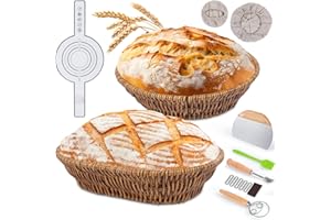 WILLONG Cesta Pan, Panera Redonda 25 cm y Panera Ovalada 23 cm, Utensilios para Hacer Pan, Apto para Panaderos Profesionales y Amantes de la Repostería