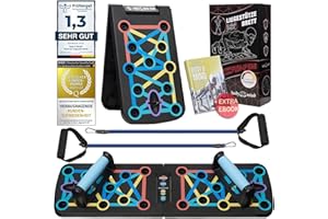 ‎BODY & MIND Body & Mind® Push-Up Liegestütz-Brett; Faltbares Multifunktions Elite Rack Fitness-Board für Ganzkörper-Training & Effektive Liegestützen; Liegestütz-Griffe mit Gratis Trainingsbänder & E-Book