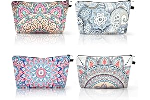 Aucuu Borsa Cosmetica in Tela, 4 Pezzi Borsa Cosmetica da Viaggio, Beauty Case da Viaggio Donna, Borsa Cosmetica Portatile, Borsa Cosmetica da Donna, Borse da Toilette Impermeabile Portatile