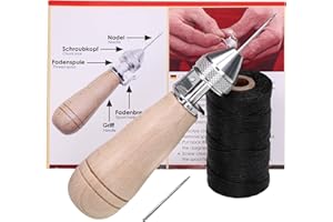 Langlauf Schuhbedarf Profi Nähahle Sattlerahle mit Ledernadel & Ledergarn - zum nähen von Planen, Leder, Segeltuch, Cabrio Verdecken und Taschen - Leather Speedy Stitcher Thread Sewing Awl Tool Kit