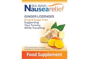 Sea-Band Travel Sickness Sugar Free Ginger Lozenges (24 Pack) for Adults and Children Over 6 Years, for Motion and Nausea Relief (24 Lozenges, Pack of 1)