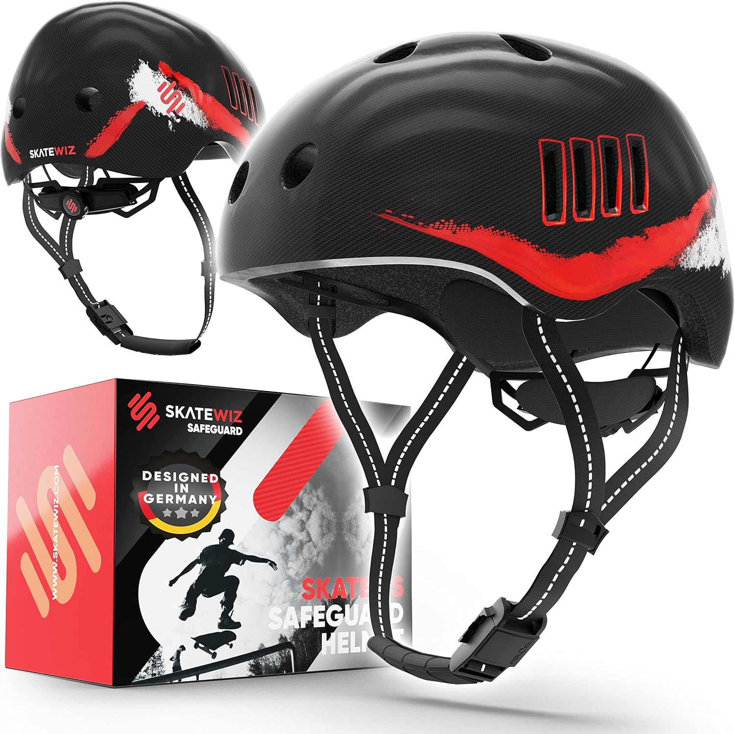 SKATEWIZ Casco Bicicleta Niño - Casco Patinete para niños y Adolescentes desarrollado por el Fabricante alemán en 12 diseños geniales - Casco Skate y Bici Extremadamente Ligeros