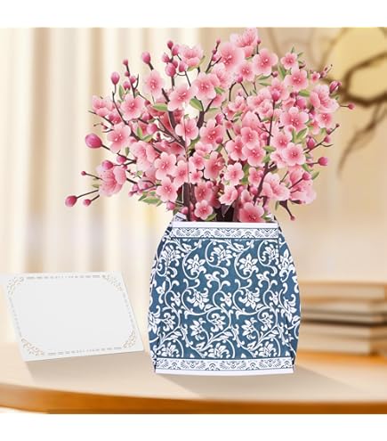 Flowers & Tree - Biglietto pop-up 3D per compleanno, laurea, San Flowers & Tree - Biglietto pop-up 3D per compleanno, laurea, San