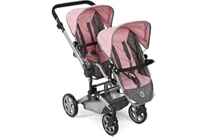Bayer Chic 2000 - Cochecito para muñecas Linus Duo para niños de 4 a 8 años, Gris Melange, Rosa, 690-15