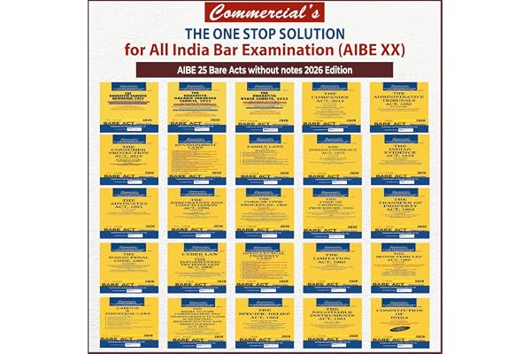 COMMERCIAL'S AIBE Exam combo of 25 Bare Acts without Notes, as per Bar Council of India, New Syllabus for AIBE XIX Exam Covering New Criminal Laws (BNS, BNSS, BSA)