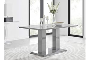 Furniturebox UK Imperia 6 Modern Grey High Gloss Dining Table And 6 Stylish Contemporary Lorenzo Dining Chairs Set (Dining Table Only)