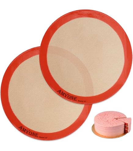 3 stuks siliconen bakmatten, 23 cm ronde siliconen matten, cakebakvorm, antiaanbaklaag siliconen bakplaat bekleding, herbruikbare hittebestendige bakgebakplaten voor koekjes, macarons, brood en gebak