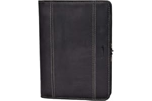 Menzo A5 - Carpeta de piel auténtica para documentos, para hombre y mujer, color negro