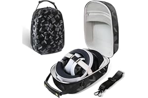 Mytrix Funda de Transporte para Oculus Quest 3, Color Negro Claro, Funda de Viaje Ligera con Protector de Lente, Correas de Velcro y Correa para el Hombro para Auriculares PS VR2 y Controlador táctil