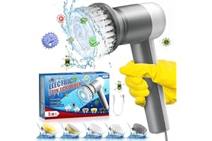 NEAT-O Rechargeable Electric Spin Scrubber, Cordless Cleaning Brush with Long Handle and 3 Replaceable Brush Heads Shower Scrubber for Bathroom Tub, Floor, Tile, Kitchen, Car Wash