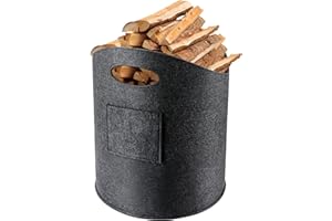 Vintoney Sac en Feutre pour Bois de Cheminée, Panier à bois, Panier en Feutre, Grand Panier de Cheminée, Accessoires de Cheminée, Sac de Rangement (33 x 33 x 40 cm)
