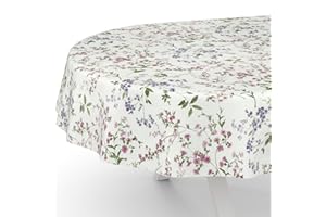 ANRO Obrus ceratowy, zmywalny, motyw kwiatów, owalny, 200 x 140 cm, krawędź cięcia