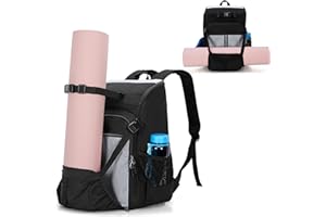 GOBUROS Yogamatten-Tasche mit Mattenhalter, Yogamatten-Tragerucksack mit Ladeanschluss und gepolsterten Schultergurten