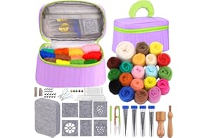 Deudy Kit per infeltrimento ad ago, Feltro di Lana Kit di Strumenti, Kit Iniziale per Feltro ad ago con Aghi per infeltrimento, Feltro per Animali in Feltro Lavoretti Creativi Fai da Te