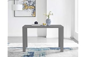 Furniturebox UK Pivero Grey High Gloss Contemporary Stylish Rectangular Dining Table And 4 Luxury Premium Willow Chairs Set (Dining Table Only)