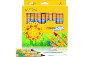 AUTOAU Wachsmalstifte 24 Leuchtende Farben Malstifte Ungiftige Wachsmalkreide für Kinder Mini ölkreide Set Ideal Zum Malen, Ausmalen für Mädchen & Jungen