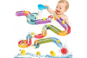Beauenty DIY Bath Toys 48 pcs Water Balls Tracks for Kids 3-8 Years Toddler Bath Toys Wall Sution Slide Bathtub Toy Pool Bathroom Shower DIY Take Apart Set Birthday Gift for Children (A)