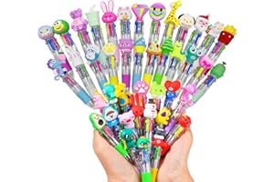 MLLTECH 40 Stück Versenkbare Kugelschreiber-4 Farben Mini Mehrfarbig Stifte Kreativer Süßer Cartoon-Stift, Retractable Kugelschreiber für Büro Schulbedarf für Kinder Schüler Hausaufgaben Schule Büro Geschenke