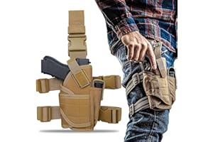 ZONSUSE Taktyczna kabura udowa, kabura udowa z ładownicą na magazynek, zewnętrzna kabura wojskowa na pistolet, regulowana kabura na broń do strzelania myśliwskiego, gier wojskowych, treningu lub cosplayu