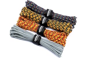 PUWOWYE 4mm Paracord 550 7 Fili Nylon Corda Tipo III Corda da Paracadute per Sopravvivenza, All'aperto, Fatto a Mano - 250kg Carico di Rottura, Ideale per Il Campeggio all'aperto e la Sopravvivenza