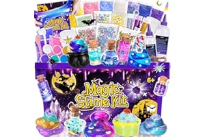 Highttoy Magic Slime Kit | DIY Slime Making Kit with 76 Pcs for Galaxy, Butter, Clear, Glow In The Dark Slime,Potion Making | Gifts for 6-12 Year Old Girls Boys Birthday Party Craft Fun