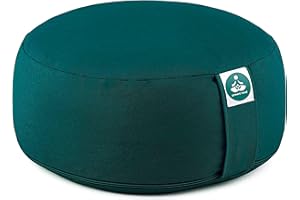 Present Mind Round Zafu Yoga Cushion (Height 16 cm) - Different Colour - High Yoga Cushions/Meditation Cushion - Made in the EU - Washable Cover - 100% Natural Floor Seat Cushion - Meditation Gifts